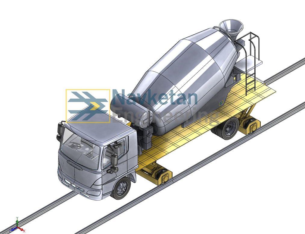 RAIL ROAD VEHICLE WITH CONCRETE MIXER