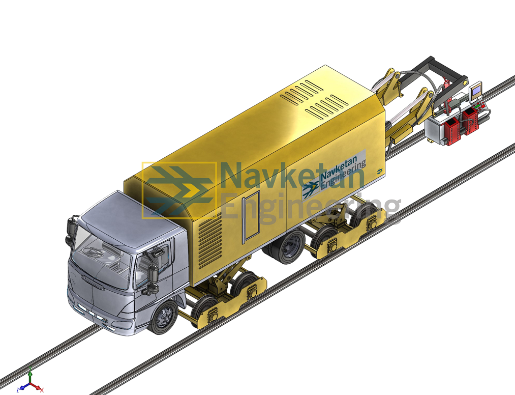 RAIL ROAD VEHICLE WITH FLASH BUTT WELDING CONTAINER